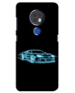 Чехол для Nokia 7.2 с картинкой «Неоновый контур Lamborghini»