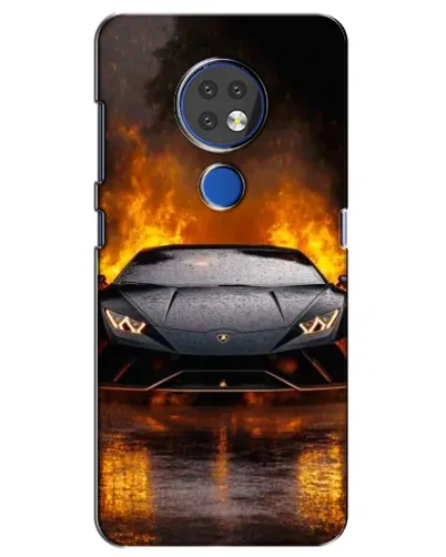 Чехол для Nokia 7.2 с картинкой «Lamborghini в огне»
