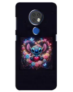 Чехол для Nokia 7.2 с картинкой «Stitch в цветах»