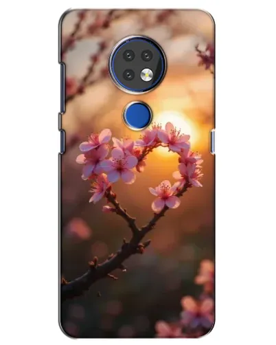 Чохол для Nokia 7.2 з картинкою «Рожевий цвіт  сердечко на тлі заходу»