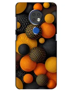 Чехол для Nokia 7.2 с картинкой «Объемные оранжевые сферы»