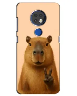 Чехол для Nokia 7.2 с картинкой «Капибара виктория»