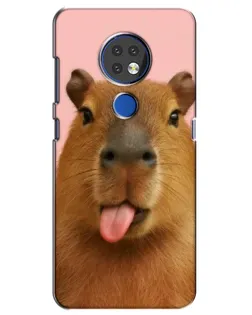Чехол для Nokia 7.2 с картинкой «Капибара с языком»