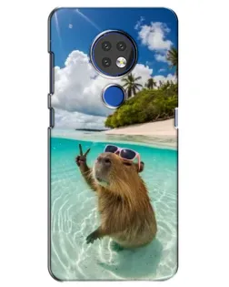 Чехол для Nokia 7.2 с картинкой «Капибара на море»