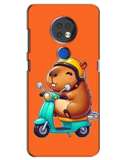 Чехол для Nokia 7.2 с картинкой «Капибара на скутере»