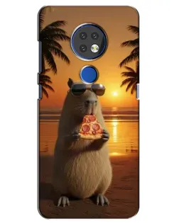 Чехол для Nokia 7.2 с картинкой «Капибара с пиццей»