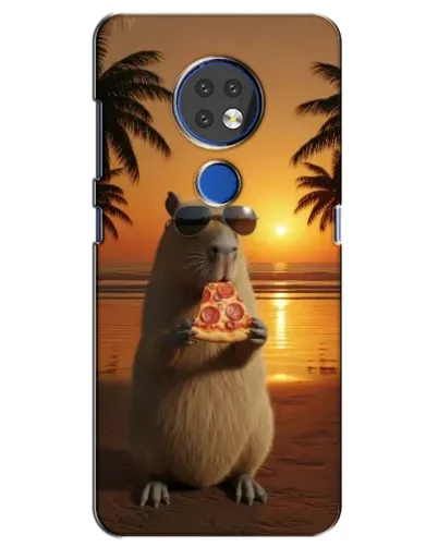 Чехол для Nokia 7.2 с картинкой «Капибара с пиццей»