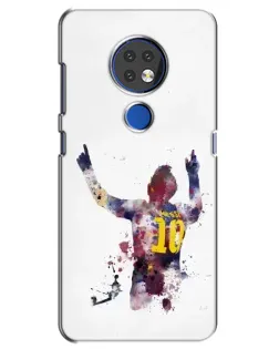 Чехол для Nokia 7.2 с картинкой «Акварельный Месси Барселона»