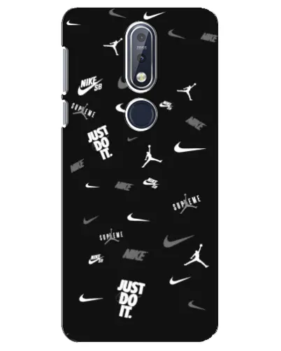 Чехол для Nokia 7.1 (2018) с картинкой «Nike Black Pattern»