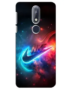 Чехол для Nokia 7.1 (2018) с картинкой «Огненный логотип Nike»