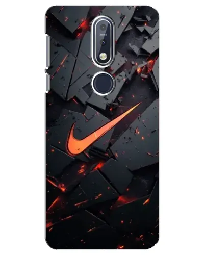 Чехол для Nokia 7.1 (2018) с картинкой «Nike — эффект разломов»