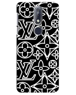 Чехол для Nokia 7.1 (2018) с картинкой «Черно-белый узор LV»