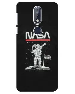 Чехол для Nokia 7.1 (2018) с картинкой «NASA — шагаем по Луне»