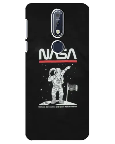 Чехол для Nokia 7.1 (2018) с картинкой «NASA — шагаем по Луне»