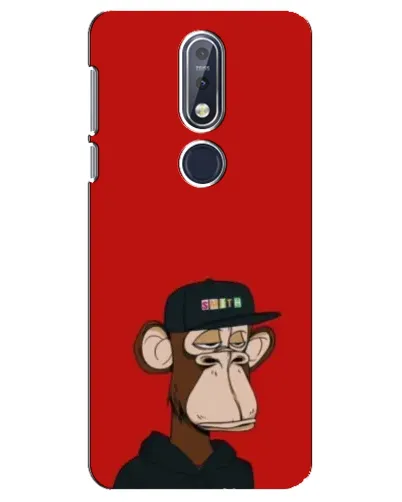Чехол для Nokia 7.1 (2018) с картинкой «Bored Ape — красный фон»