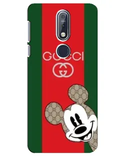 Чехол для Nokia 7.1 (2018) с картинкой «Gucci — полосы и Микки»