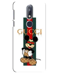 Чехол для Nokia 7.1 (2018) с картинкой «Микки Маус Gucci — полосы»