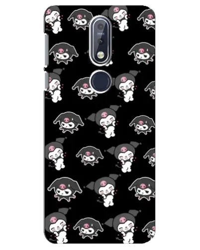 Чехол для Nokia 7.1 (2018) с картинкой «Черный паттерн Kuromi»