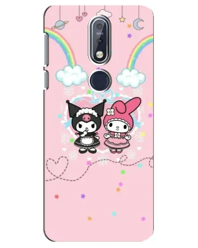 Чехол для Nokia 7.1 (2018) с картинкой «My Melody и Kuromi»