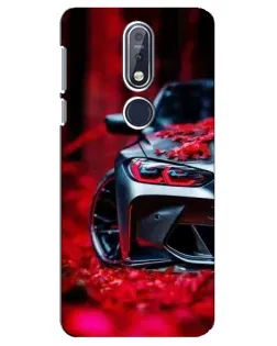 Чехол для Nokia 7.1 (2018) с картинкой «Спортивная BMW и цветы»