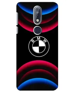 Чехол для Nokia 7.1 (2018) с картинкой «Логотип BMW и неоновые дуги»