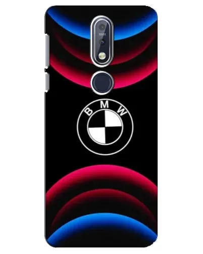Чехол для Nokia 7.1 (2018) с картинкой «Логотип BMW и неоновые дуги»