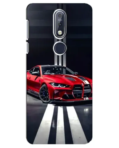 Чехол для Nokia 7.1 (2018) с картинкой «Красная BMW на дороге»