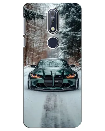 Чехол для Nokia 7.1 (2018) с картинкой «BMW в зимнем лесу»