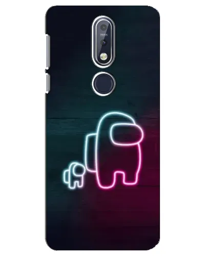 Чехол для Nokia 7.1 (2018) с картинкой «Among Us неон-арт»
