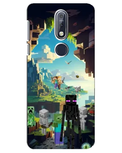 Чехол для Nokia 7.1 (2018) с картинкой «Эндермен в лесу»