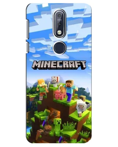 Чехол для Nokia 7.1 (2018) с картинкой «Minecraft классический мир»