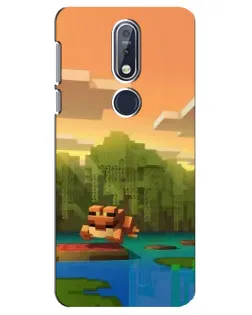 Чехол для Nokia 7.1 (2018) с картинкой «Майнкрафт закат солнца»