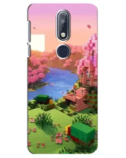 Чехол для Nokia 7.1 (2018) с картинкой «Розовое дерево Minecraft»