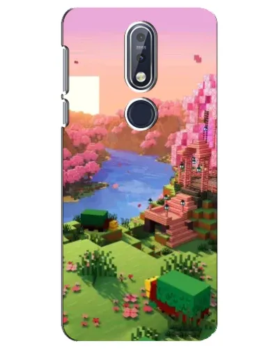 Чехол для Nokia 7.1 (2018) с картинкой «Розовое дерево Minecraft»