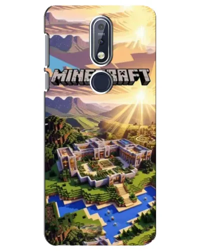 Чехол для Nokia 7.1 (2018) с картинкой «Minecraft панорама»