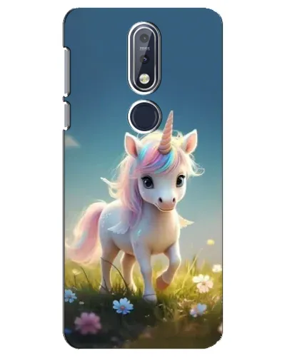 Чехол для Nokia 7.1 (2018) с картинкой «Единорог на поляне»