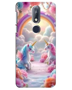 Чехол для Nokia 7.1 (2018) с картинкой «Радуга и единороги»