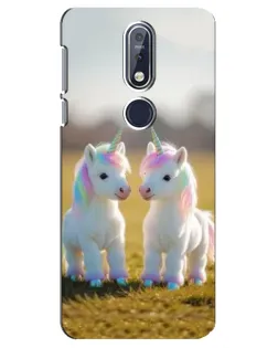Чехол для Nokia 7.1 (2018) с картинкой «Пара единорогов»