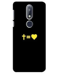 Чехол для Nokia 7.1 (2018) с картинкой «Сердце и Крест»