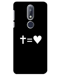 Чехол для Nokia 7.1 (2018) с картинкой «Крест и Сердце»