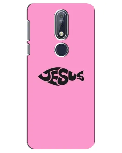 Чехол для Nokia 7.1 (2018) с картинкой «Розовый символ Jesus» Чехол для Nokia 7.1 (2018) с картинкой «Розовый символ Jesus»