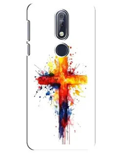 Чехол для Nokia 7.1 (2018) с картинкой «Акварельный крест»
