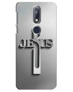 Чохол для Nokia 7.1 (2018) з картинкою «Металевий хрест Jesus»