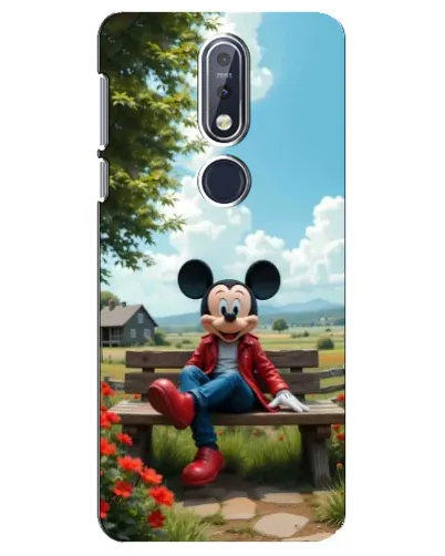 Чехол для Nokia 7.1 (2018) с картинкой «Микки на скамейке»
