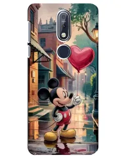 Чехол для Nokia 7.1 (2018) с картинкой «Микки и шарик-сердце»