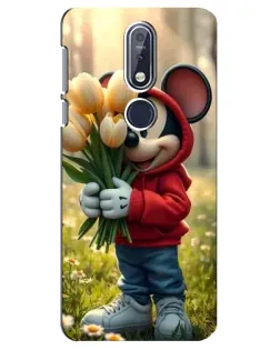 Чехол для Nokia 7.1 (2018) с картинкой «Микки с тюльпанами»