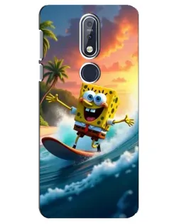 Чехол для Nokia 7.1 (2018) с картинкой «Губка Боб серфингист»
