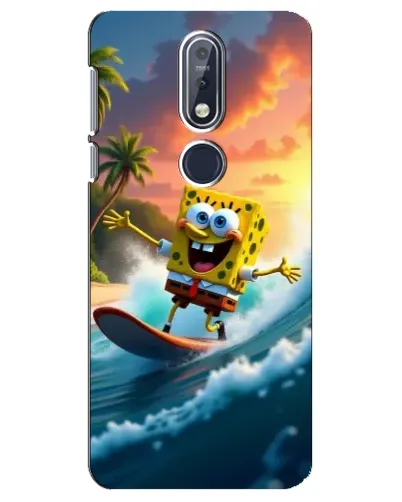 Чехол для Nokia 7.1 (2018) с картинкой «Губка Боб серфингист»