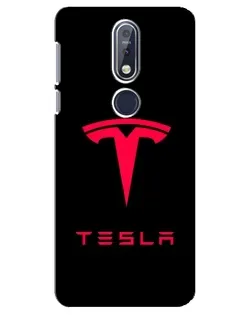 Чехол для Nokia 7.1 (2018) с картинкой «Tesla Red Logo»
