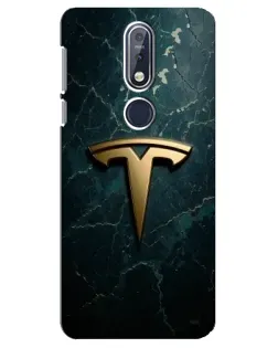 Чехол для Nokia 7.1 (2018) с картинкой «Мраморная Tesla Gold»